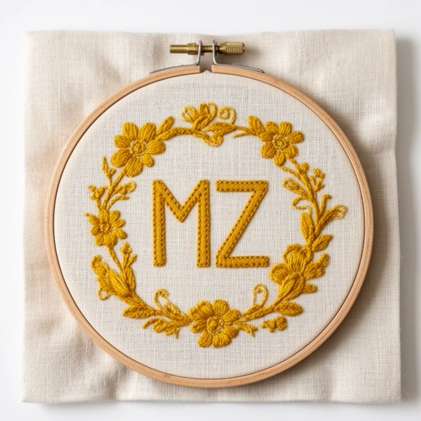 Portret Marty Zielińskiej w tamborku z monogramem